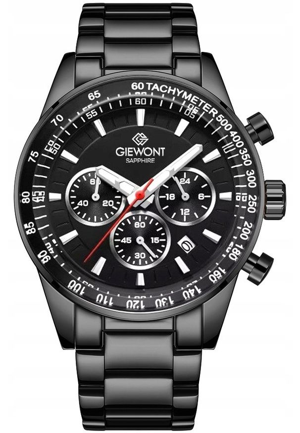 Zegarek Giewont Zegarek Męski Giewont Chronograph Sapphire Czarny GW9140-B2. Kolor: czarny