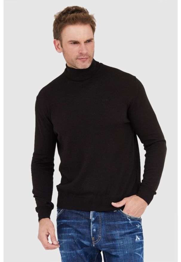 La Martina - LA MARTINA Czarny sweter męski z golfem, Rozmiar XL. Typ kołnierza: golf. Kolor: czarny