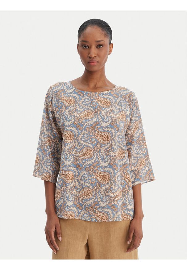Weekend Max Mara Bluzka 2615111142 Niebieski Relaxed Fit. Kolor: niebieski. Materiał: jedwab