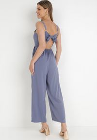 Born2be - Niebieski Kombinezon Damyle. Kolor: niebieski. Materiał: tkanina. Długość rękawa: na ramiączkach. Długość: długie. Wzór: jednolity, gładki #1