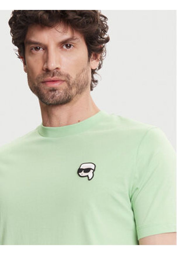 Karl Lagerfeld - KARL LAGERFELD T-Shirt 755710 552224 Zielony Regular Fit. Typ kołnierza: dekolt w karo. Kolor: zielony. Materiał: bawełna