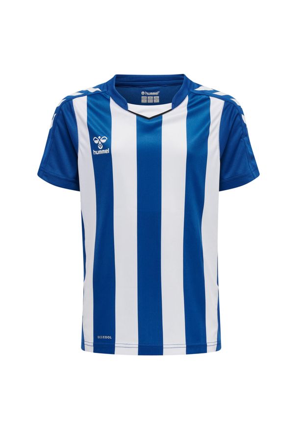 Koszulka dziecięca Hummel Striped. Kolor: niebieski, biały, wielokolorowy. Materiał: tkanina. Wzór: paski