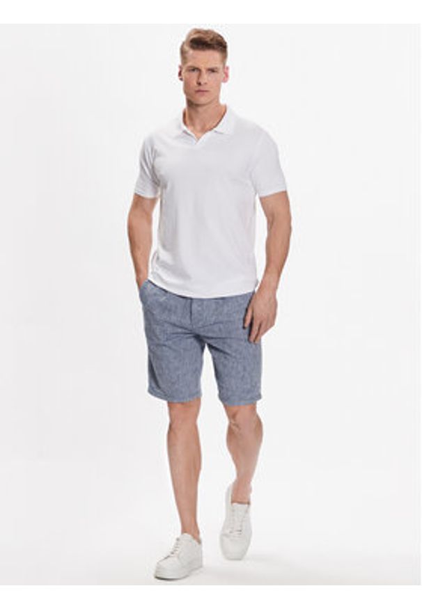 Lindbergh Polo 30-404036 Biały Slim Fit. Typ kołnierza: polo. Kolor: biały. Materiał: bawełna