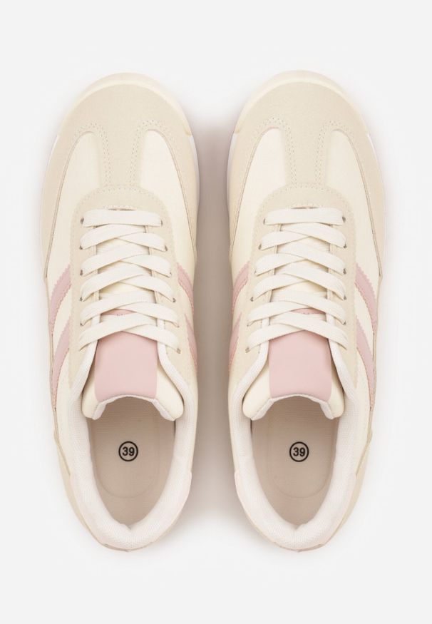 Born2be - Beżowe Sneakersy z Geometrycznym Motywem Jannata. Okazja: na co dzień. Kolor: beżowy. Materiał: jeans, dresówka. Wzór: geometria