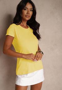 Renee - Żółty Bawełniany Casualowy T-shirt Arpollia. Okazja: na co dzień. Kolor: żółty. Materiał: bawełna. Styl: casual #5