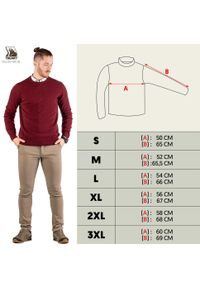 TAGART - Sweter myśliwski męski Tagart Oslo 100% wełna Merino. Kolor: czerwony. Materiał: wełna