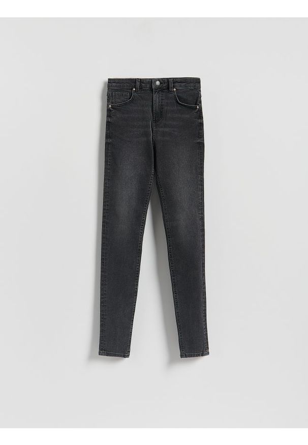 Reserved - Jeansy slim high waist - szary. Stan: podwyższony. Kolor: szary