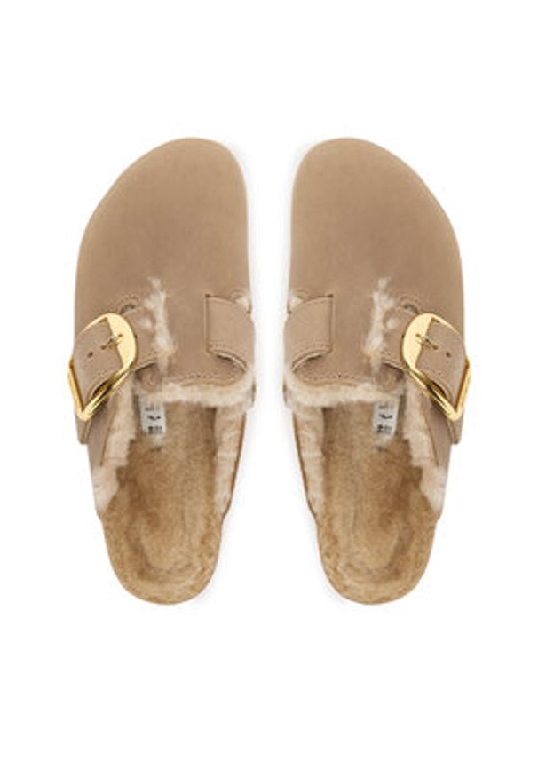 Birkenstock Klapki Boston Big Buckle Shearling 1030444 Brązowy. Kolor: brązowy. Materiał: skóra