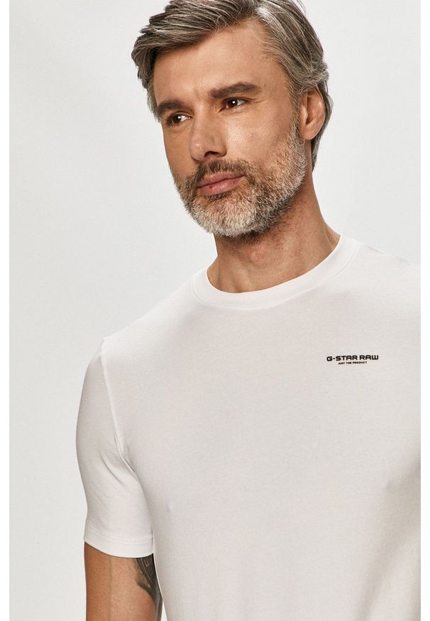 G-Star RAW - G-Star Raw - T-shirt. Kolor: biały. Materiał: bawełna. Wzór: aplikacja