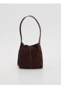 Reserved - Zamszowa torebka hobo - ciemnobrązowy. Kolor: brązowy. Materiał: zamszowe #1