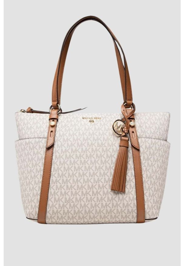 Michael Kors - MICHAEL KORS Beżowa torebka Nomad MD TZ Tote. Kolor: beżowy. Materiał: skórzane. Styl: elegancki