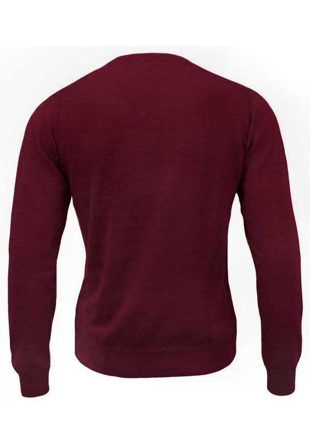Sweter Bordowy w Serek (V-neck), Męski, Klasyczny, Elegancki -Adriano Guinari. Okazja: na co dzień, na spotkanie biznesowe, do pracy. Typ kołnierza: dekolt w serek. Kolor: czerwony. Materiał: bawełna. Styl: klasyczny, elegancki