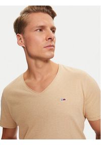 Tommy Jeans T-Shirt Jaspe DM0DM09587 Beżowy Slim Fit. Kolor: beżowy. Materiał: bawełna, syntetyk