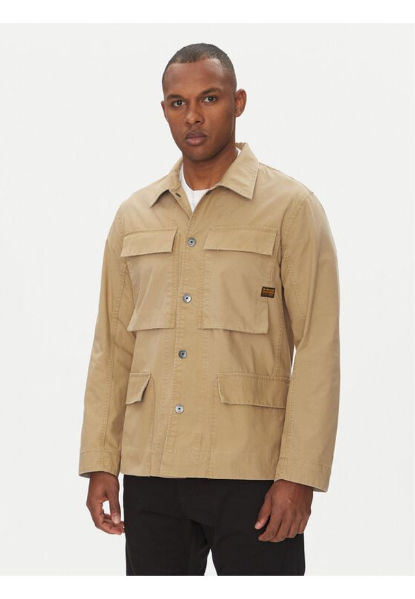 G-Star RAW - G-Star Raw Kurtka przejściowa 4 Pkt Overshirt D26429-D387 Beżowy Slim Fit. Kolor: beżowy. Materiał: bawełna