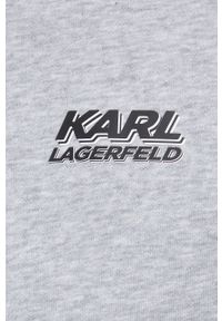 Karl Lagerfeld bluza męska kolor szary z kapturem z nadrukiem. Typ kołnierza: kaptur. Kolor: szary. Materiał: materiał. Wzór: nadruk