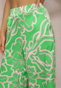 Renee - Zielone Spodnie High Waist z Szerokimi Nogawkami Nulea. Stan: podwyższony. Kolor: zielony. Materiał: tkanina. Sezon: lato #5