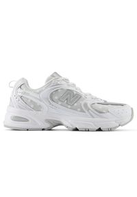 Buty damskie New Balance U530HFW – białe. Kolor: biały. Materiał: materiał, syntetyk. Szerokość cholewki: normalna. Sezon: lato. Sport: turystyka piesza