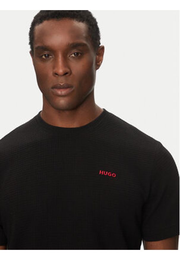 Hugo - HUGO T-Shirt Austin 50532011 Czarny Regular Fit. Kolor: czarny. Materiał: syntetyk, bawełna