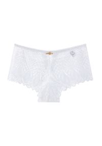 Intica - Szorty koronkowe z falbanką wszechstronne i eleganckie Sidonie. Kolor: biały. Materiał: koronka. Wzór: koronka