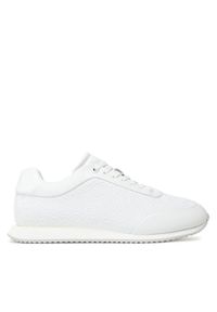 Calvin Klein Sneakersy Runner Lace Up Mono Pu HW0HW02574 Biały. Kolor: biały. Materiał: skóra