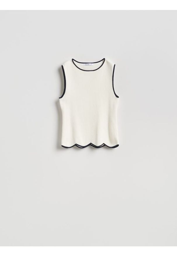 Reserved - Bluzka z kontrastową lamówką - wielobarwny. Materiał: dzianina