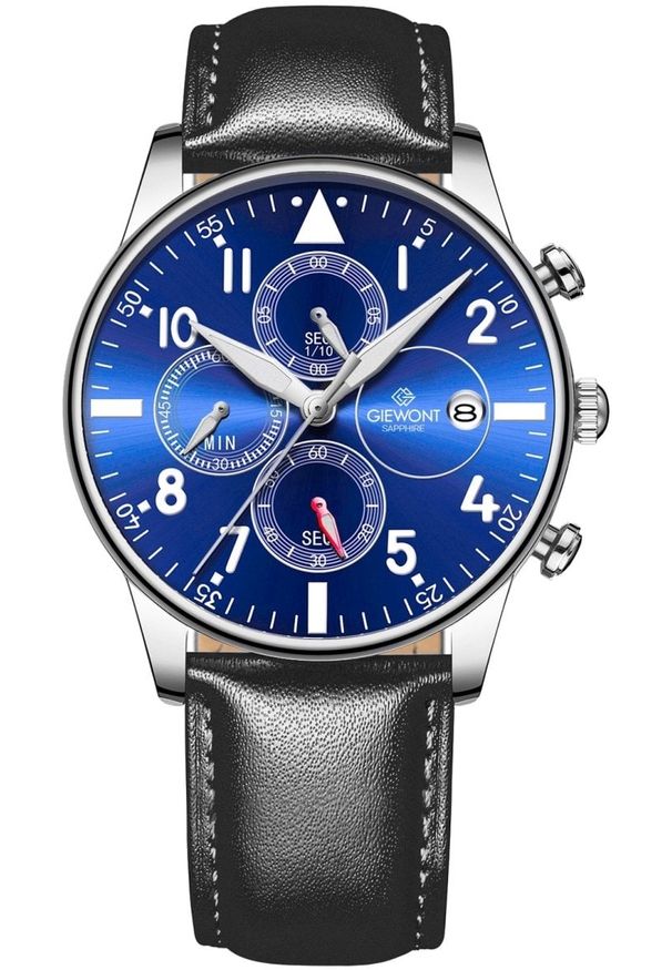 Zegarek Giewont Zegarek Męski Chronograph Sapphire Czarno Niebieski GW5630-A3. Kolor: niebieski, wielokolorowy, czarny