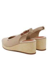 TOMMY HILFIGER - Tommy Hilfiger Sandały Flag Mid Wedge Espad Slingback FW0FW08595 Beżowy. Kolor: beżowy. Materiał: materiał #4