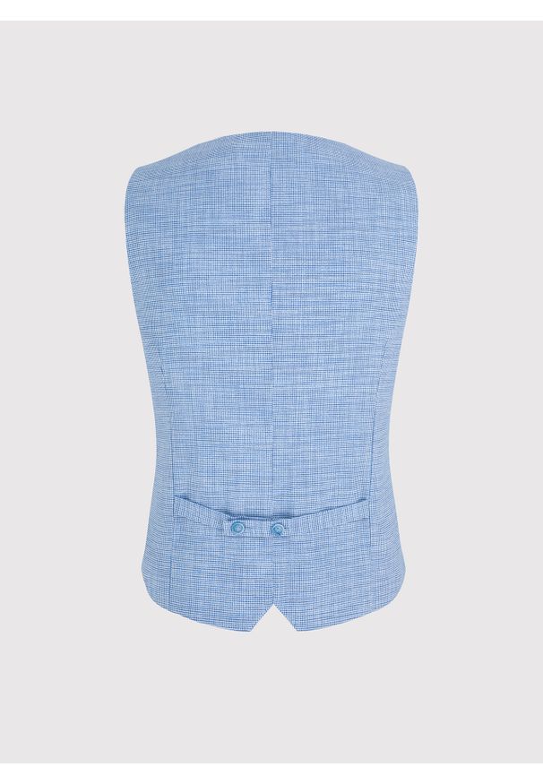 Pako Lorente - PAKO LORENTE – Jednorzędowa kamizelka męska w drobną kratę. Materiał: poliester, bawełna, elastan