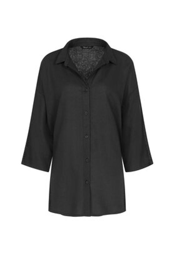 Triumph Koszulka piżamowa Summer Wear 10227228 Czarny Regular Fit. Kolor: czarny. Materiał: wiskoza, len