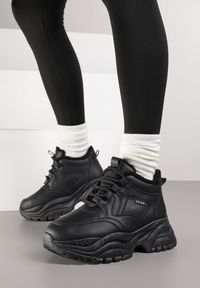 Born2be - Czarne Sneakersy Vices w Stylu Traperków Chunky na Grubej Podeszwie Leandre. Okazja: na co dzień. Kolor: czarny. Materiał: jeans #4