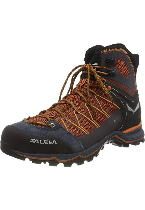 Buty trekkingowe męskie Salewa MS Mtn Trainer Lite Mid Gtx. Wysokość cholewki: za kostkę. Zapięcie: sznurówki. Kolor: wielokolorowy, pomarańczowy, czarny. Materiał: materiał. Szerokość cholewki: normalna