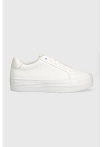 Calvin Klein Jeans sneakersy BOLD VULC FLATF LACEUP LTH WN kolor biały YW0YW01144. Zapięcie: sznurówki. Kolor: biały. Materiał: guma #1