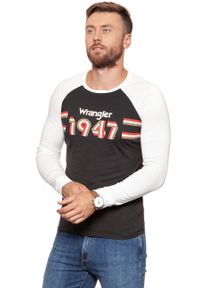 Wrangler - LONGSLEEVE WRANGLER LS 1947 TEE FADED BLACK W7B82GOV6. Kolor: biały. Długość rękawa: długi rękaw. Wzór: nadruk