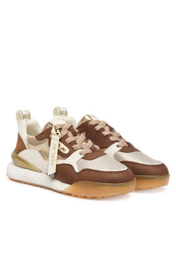 Replay - REPLAY Sneakersy Field W GWS9H .000.C0014L Złoty. Kolor: złoty. Materiał: skóra