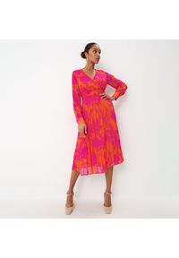 Mohito - Sukienka midi z plisowanym dołem - Pomarańczowy. Kolor: pomarańczowy. Długość: midi #1