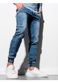 Ombre Clothing - Spodnie męskie jeansowe joggery P933 - jasnoniebieskie - M. Okazja: na co dzień. Kolor: niebieski. Materiał: jeans. Wzór: gładki. Styl: casual #1