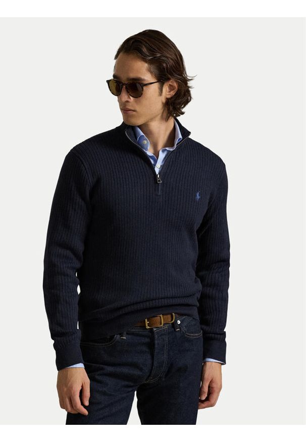 Polo Ralph Lauren Sweter 710979101001 Granatowy Regular Fit. Typ kołnierza: polo. Kolor: niebieski. Materiał: bawełna