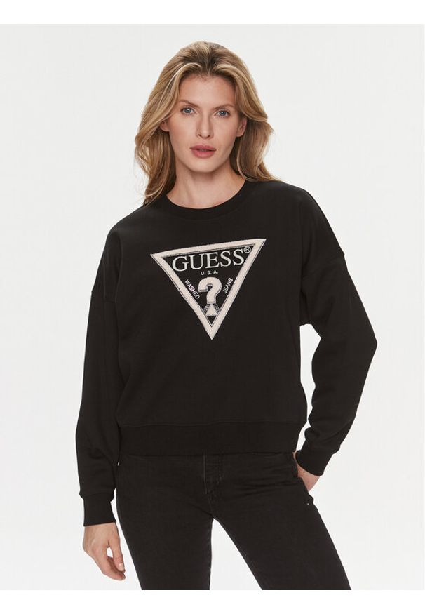 Guess Bluza W4RQ13 KC5H2 Czarny Relaxed Fit. Kolor: czarny. Materiał: syntetyk, bawełna