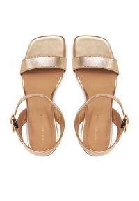 TOMMY HILFIGER - Tommy Hilfiger Sandały High Heel Golden Leather Sandal FW0FW08674 Złoty. Kolor: złoty. Materiał: skóra