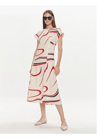 TOMMY HILFIGER - Tommy Hilfiger Sukienka codzienna WW0WW42031 Beżowy Relaxed Fit. Okazja: na co dzień. Kolor: beżowy. Materiał: wiskoza, len. Typ sukienki: proste. Styl: casual #5