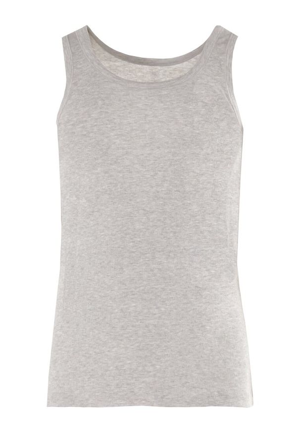 Born2be - Jasnoszara Koszulka Psalosi. Kolor: szary. Materiał: prążkowany, bawełna. Długość rękawa: bez rękawów