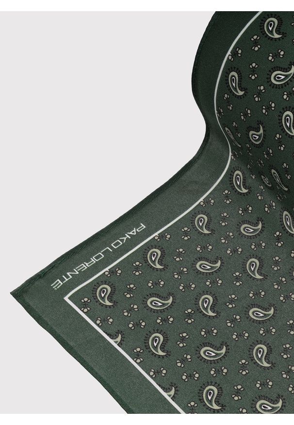 Pako Lorente - PAKO LORENTE - Zielona poszetka męska paisley. Kolor: zielony. Materiał: jedwab. Wzór: paisley