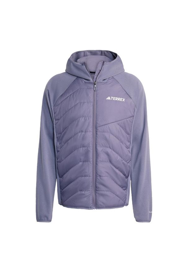 Adidas - Ocieplana hybrydowa kurtka z kapturem Terrex Multi CLIMAWARM. Typ kołnierza: kaptur. Kolor: fioletowy. Technologia: ClimaWarm (Adidas). Sport: turystyka piesza