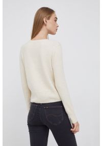 Pepe Jeans Sweter z domieszką wełny damski kolor kremowy. Kolor: beżowy. Materiał: wełna. Długość rękawa: długi rękaw. Długość: długie