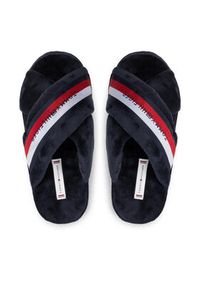 TOMMY HILFIGER - Tommy Hilfiger Kapcie Comfy Home Slippers With Straps FW0FW06587 Granatowy. Kolor: niebieski. Materiał: materiał #3