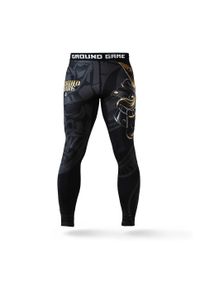 GROUND GAME - Legginsy do sportów walki męskie Ground Game Oni Samurai. Kolor: żółty, wielokolorowy, czarny. Materiał: poliester, elastan