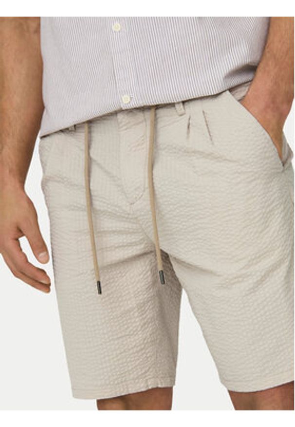 Only & Sons Szorty materiałowe Leo 22028301 Beżowy Regular Fit. Kolor: beżowy. Materiał: bawełna