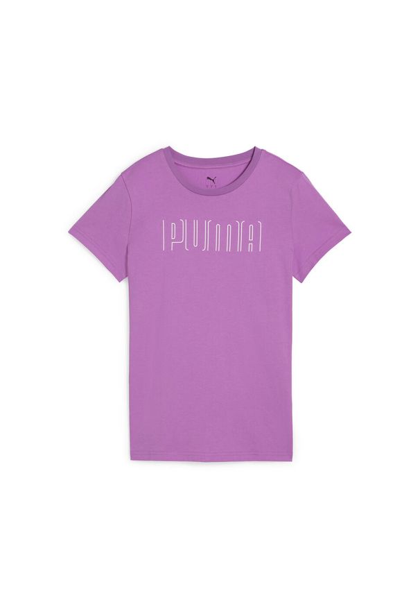Puma - Damska koszulka PUMA SPORT z grafiką PUMA Wild Berry Purple. Kolor: fioletowy. Materiał: guma. Wzór: nadruk
