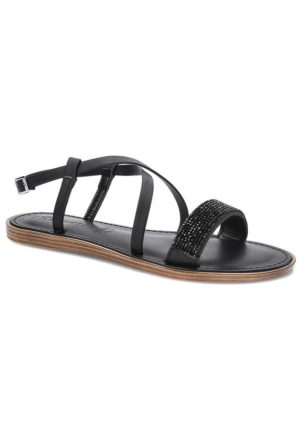 Czarne Sandały Tamaris Damskie Stylowe Obuwie. Okazja: na co dzień. Zapięcie: pasek. Kolor: czarny. Wzór: paski, aplikacja. Sezon: lato. Styl: elegancki