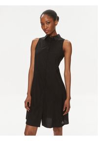 Calvin Klein Jeans Sukienka koszulowa J20J223057 Czarny Regular Fit. Kolor: czarny. Materiał: bawełna. Typ sukienki: koszulowe #1